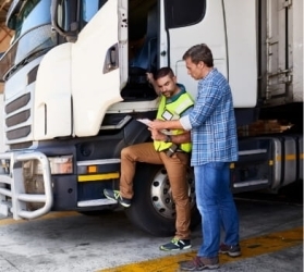 Two employees working next to industrial distribution vehicle at Pro-Seal Service Group