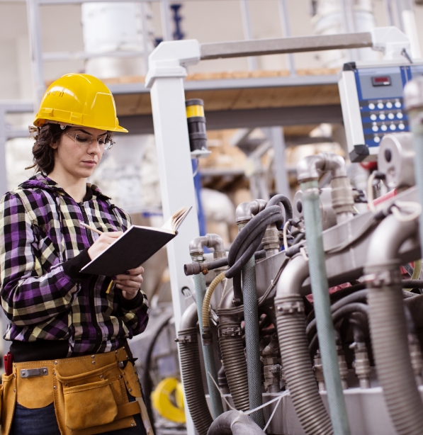 employee using table to calibrate fluid system pumps